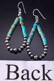 Silver & Kingman Turquoise Navajo Pearls Loop Navajo Earrings 5B14A