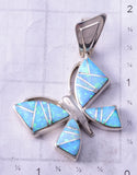 Silver & Opal Navajo Inlay Butterfly Pendant by Joanna Charlie 4L20A