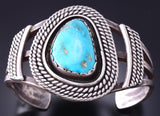 Vintage Silver & Turquoise Twisted Rope Design Navajo Bracelet 3K31C