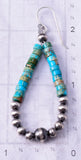 Silver & Kingman Turquoise Navajo Pearls Loop Earrings 4M16D