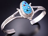 Silver & Turquoise Multistone Zuni Inlay Corn Bracelet by Beverly Etsate 4A19E