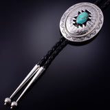 Navajo Shadow Box Rug Design Turquoise Bolo Tie by Wilbert Musket 4L26S