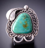 Vintage Size 5 Silver & Turquoise Feather Ring 4E18Q