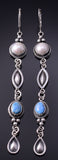 Silver & Golden Hills Turquoise Fresh Pearl Navajo Earrings by Erick Begay 5B25T