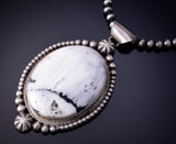 White Buffalo Turquoise Silver Pendant by Scott Skeets - 4L25K