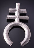 Silver Navajo Tufacast Naja Isleta Cross Pendant by Gary Custer 4F23G