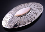 Silver & Pink Mother of Pearl Navajo Handmade Hair Barrette 4L07C