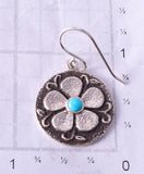 Silver & Turquoise Navajo Tufacast Flowers Earrings by Rebecca T. Begay 4F23J