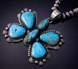 Kingman Turquoise Butterfly Pendant by Eli Skeets - 4L25J