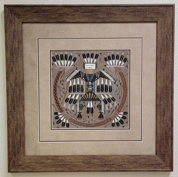 Large - Navajo Sandpainting - Thunder People - by Orlando Myerson - 24 x 24 - 4L04C