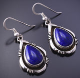 Silver & Lapis Navajo Handmade Water Drop Earrings 4K07L