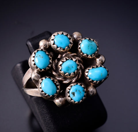 Size 5-3/4 Seven Stone Kingman Turquoise Ring by Tricia Leekity - 4L24X