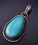 Kingman Turquoise Silver Pendant by Eli Skeets - 4L25W