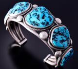 Silver & Turquoise Navajo Handmade Bracelet by Paul J. Begay 4F23S