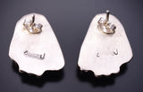 Silver & White Buffalo Turquoise Navajo Handmade Earrings by Judith Dixon 5A30L