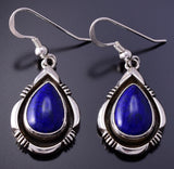 Silver & Lapis Navajo Handmade Water Drop Earrings 4K07L