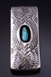 Silver & Turquoise Navajo Handstamped Money Clip by Shirley Skeets 5B14T