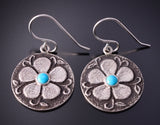 Silver & Turquoise Navajo Tufacast Flowers Earrings by Rebecca T. Begay 4F23J