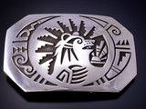 Silver Navajo Handmade Bear Design Belt Buckle by Sonny Gene 4L12D