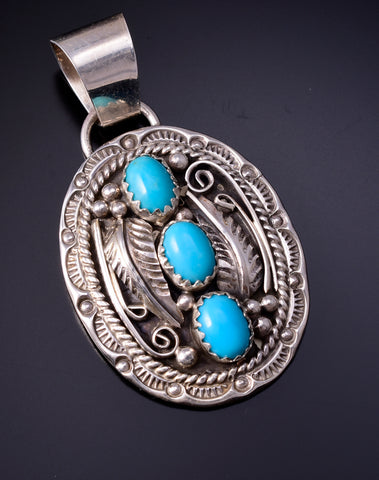 3 Turquoise Stone Navajo Pendant by Betty Begay 4L20R