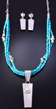 Silver Multistone Zuni Sunface Inlay Necklace & Earring Set Patty Edaakie 4L09C