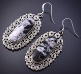 Silver & White Buffalo Turquoise Navajo Earrings by Loretta Delgarito 4H27F