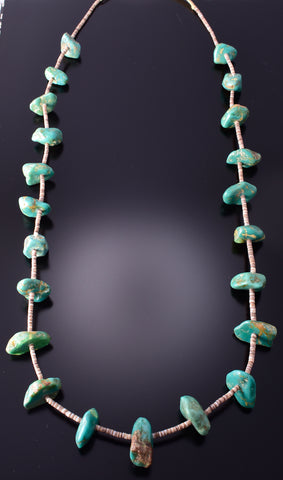 Vintage 33"Turquoise Nugget Native American Necklace 4E18X