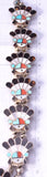 Vintage Silver & Turquoise Multistone Zuni Sunface Inlay Necklace 4K28H