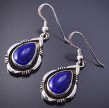 Silver & Lapis Navajo Handmade Water Drop Earrings 4K07L