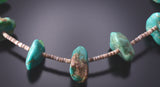 Vintage 33"Turquoise Nugget Native American Necklace 4E18X