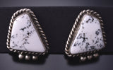 Silver & White Buffalo Turquoise Navajo Handmade Earrings by Judith Dixon 5A30L