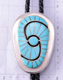 Preowned Silver & Turquoise Hummingbird Zuni Inlay Bolo Tie Amy Quandelacy 4E28A