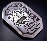 Silver Navajo Handmade Desert & Skull Belt Buckle by Sonny Gene 4L12G