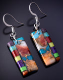 Santo Domingo Turquoise Mutlistone Mosaic Earrings by Mary Tafoya 4J02P