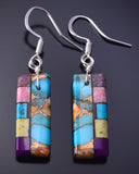 Santo Domingo Turquoise Multistone Mosaic Earrings by Mary Tafoya 4J02M