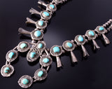 Vintage Silver & Turquoise Navajo Squash Blossom Necklace 4F04K