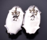 Silver & White Buffalo Turquoise Navajo Handmade Earrings James Manygoats 5A30J