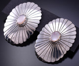 Silver & Pink Mother of Pearl Navajo Concho Earrings 4K07P