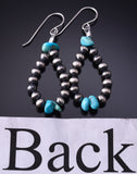 Silver & Turquoise Nugget Navajo Pearls Loop Earrings by Mason Lee 5B14N