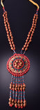 Vintage Leather Beaded w/ Juniper "Ghost Bead" Native American Necklace 4F04M