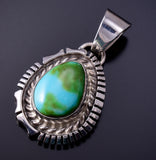 Sonoran Gold Turquoise Silver Pendant by Norvin Johnson - 4L25R