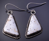 Silver & White Buffalo Turquoise Navajo Earrings 4J30A