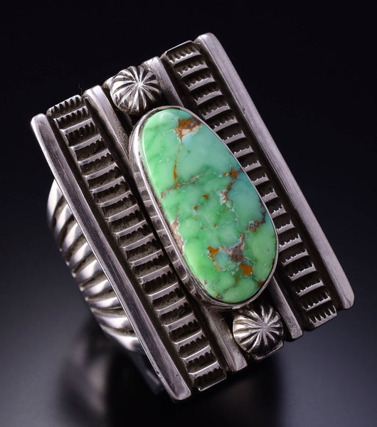 Size 11-3/4 Silver & Carico Lake Turquoise Ring by Erick Begay 4H35X