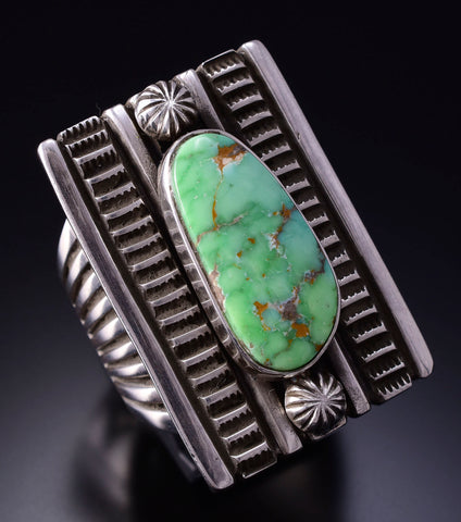 Size 11-3/4 Silver & Carico Lake Turquoise Ring by Erick Begay 4H35X