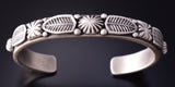 Silver Matte Finish Eagle Feathers Navajo Bracelet by Erick Begay 4C29R