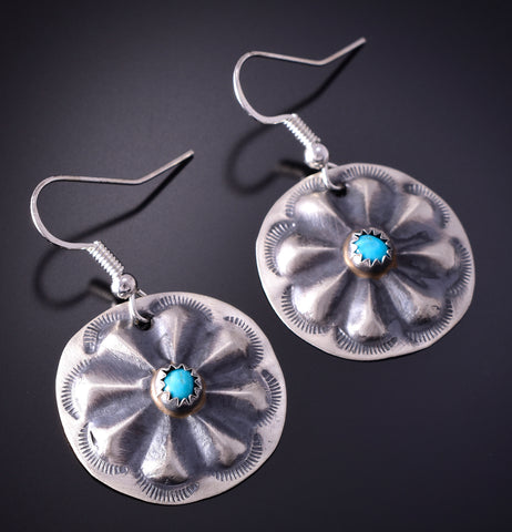 Silver & Turquoise Navajo Concho Earrings by Joan Begay 4F10Y