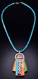 Angel Pendant on Turquoise Necklace by Mary Louise Tafoya - 4L26L