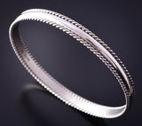 Silver Navajo Handmade Twisted Edge Bangle Bracelet by Nora Tahe 4F25F