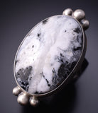 Size 7-1/2 Silver & White Buffalo Turquoise Navajo Ring Antoinette Yazzie 5A30B