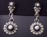 Silver & Opal Zuni Handmade Dangle Earrings by Verdie Booqua 4E28S